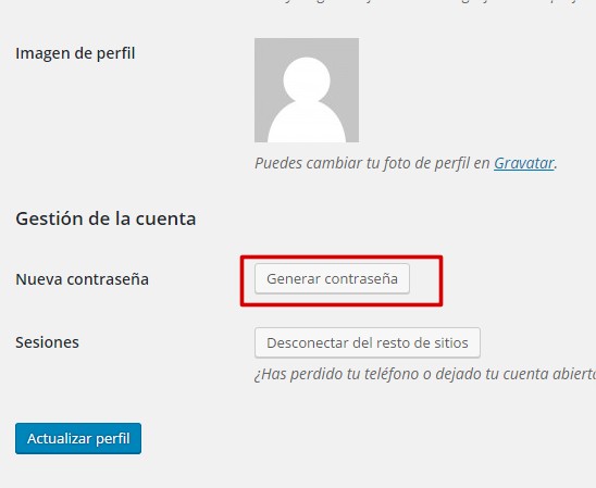 Generar contraseña Usar generar contraseña, solución a hackeo wordpress